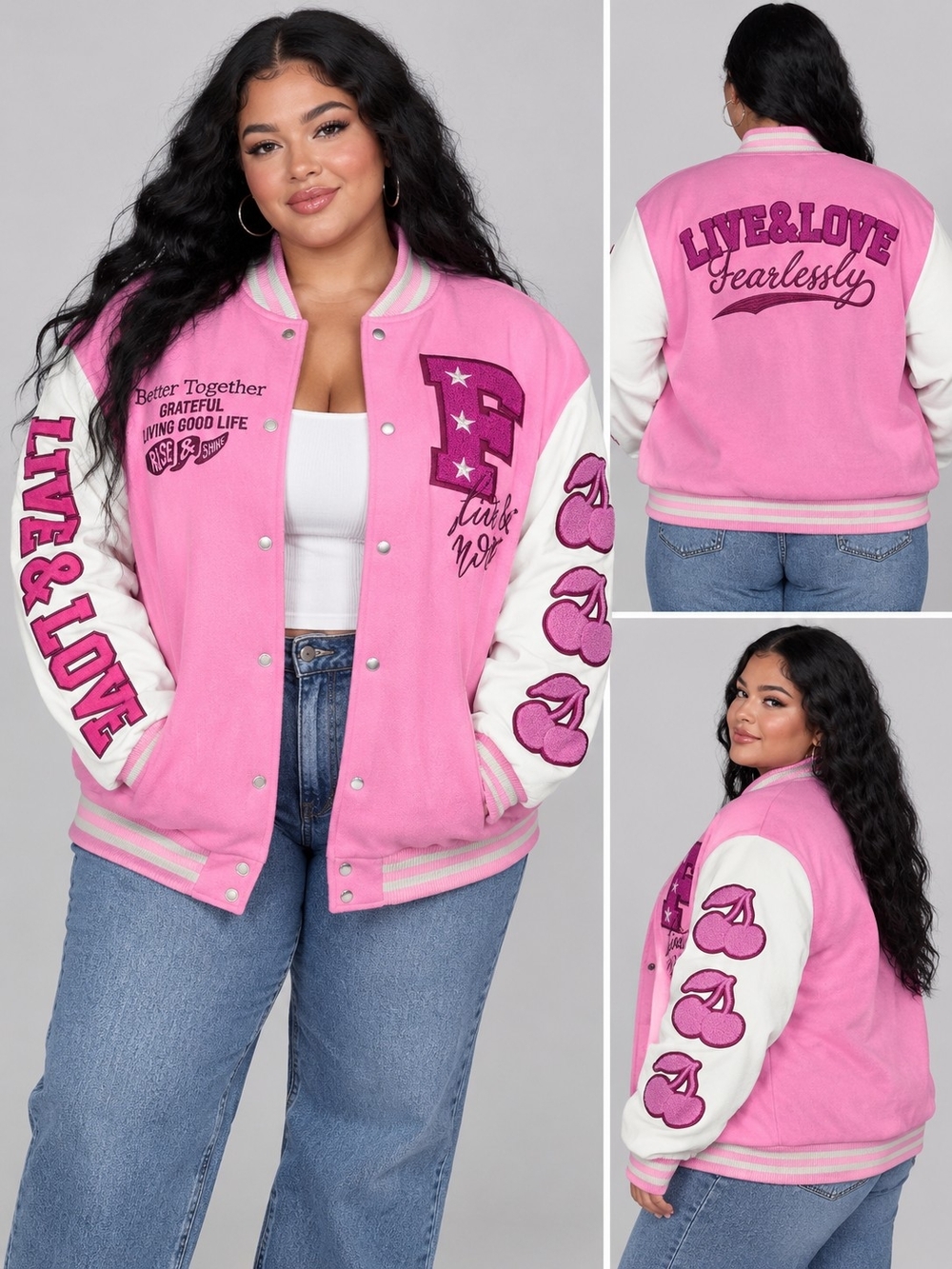 Chirstmas Gift Idea Live & Love Pink Varsity Jacket Size Men XL